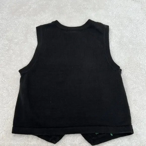 Arrivste Christmas Sweater Vest Women’s Mediu Black Cottagecore Grannycore Holly - Picture 2 of 5